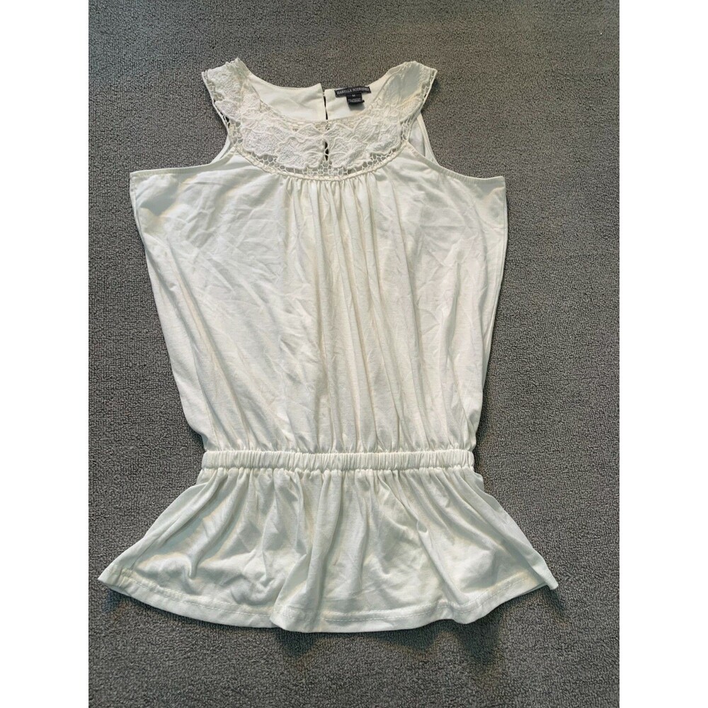Isabella Rodriguez Dress Medium M White laced neckline Sleeveless Womens